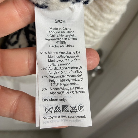 J. Crew Shawl V-Neck Pullover Knit Sweater Small Black & White Oversized Wool - Picture 4 of 4